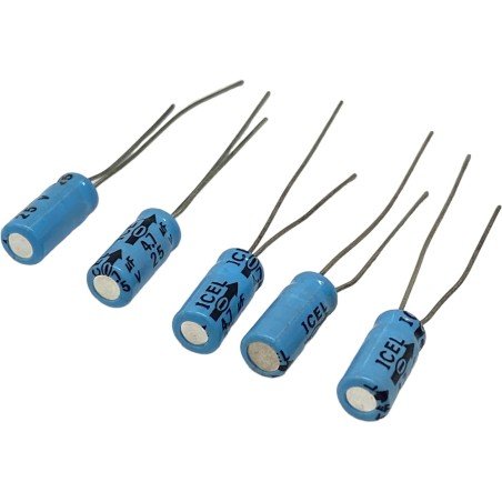 4.7uF 25V Radial Electrolytic Capacitor Icel 11.85x5.15mm Qty:5