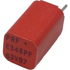 348pF 63V 1.25% Radial Film Capacitor Red PRF MCE