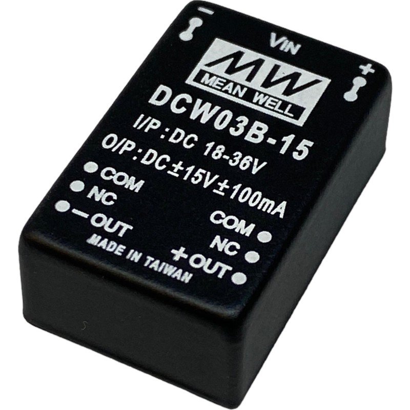 DCW03B-15 Mean Well DC/DC Converter PCB Mount IN:18-36V OUT:15V/100mA