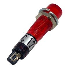 Red Indicator Light Bulb Lamp Screw Type 12Vdc 33.5x6.7mm