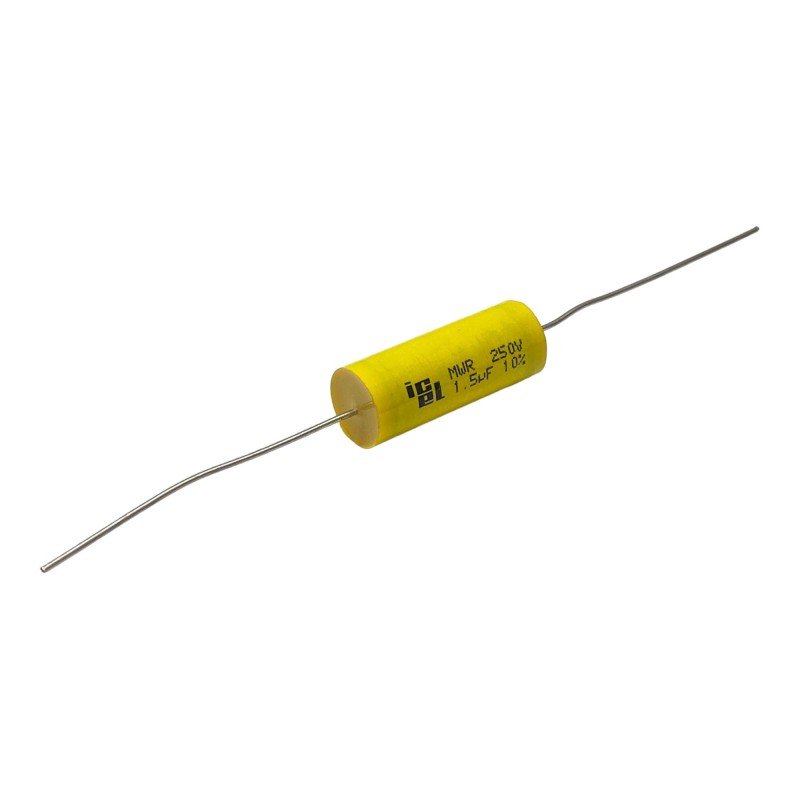 1.5uF 250V 10% Axial Film Capacitor MWR Icel 27x10mm