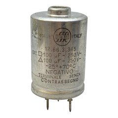 100UF 250V Radial Double Electrolytic Capacitor 12.66.3.345 Ducati