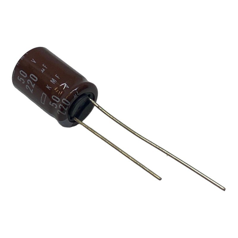 220uF 50V Radial Electrolytic Capacitor KMF Nippon 105C 16x10mm