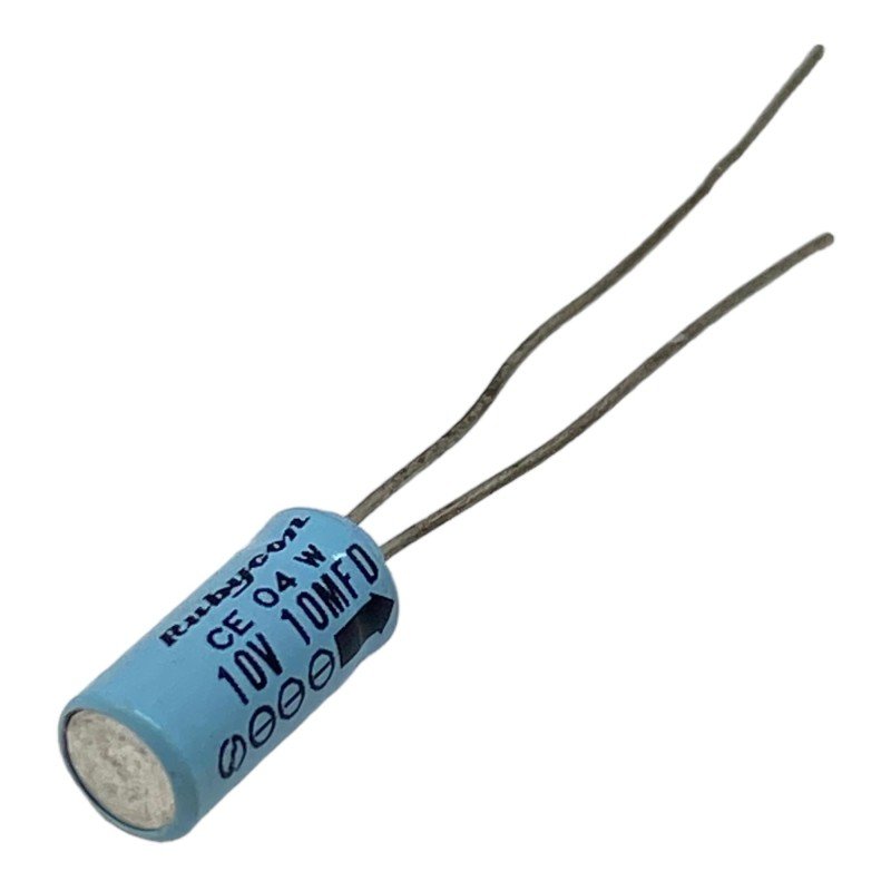 10uF 10V Radial Electrolytic Capacitor Rubicon 12x5mm