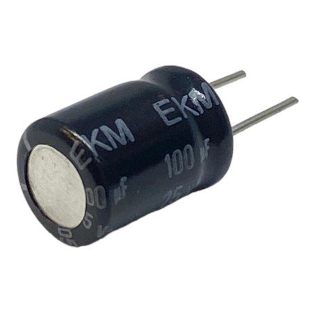 100uF 25V Radial Electrolytic Capacitor EKM Frolyt 105C 12.5x8.5mm