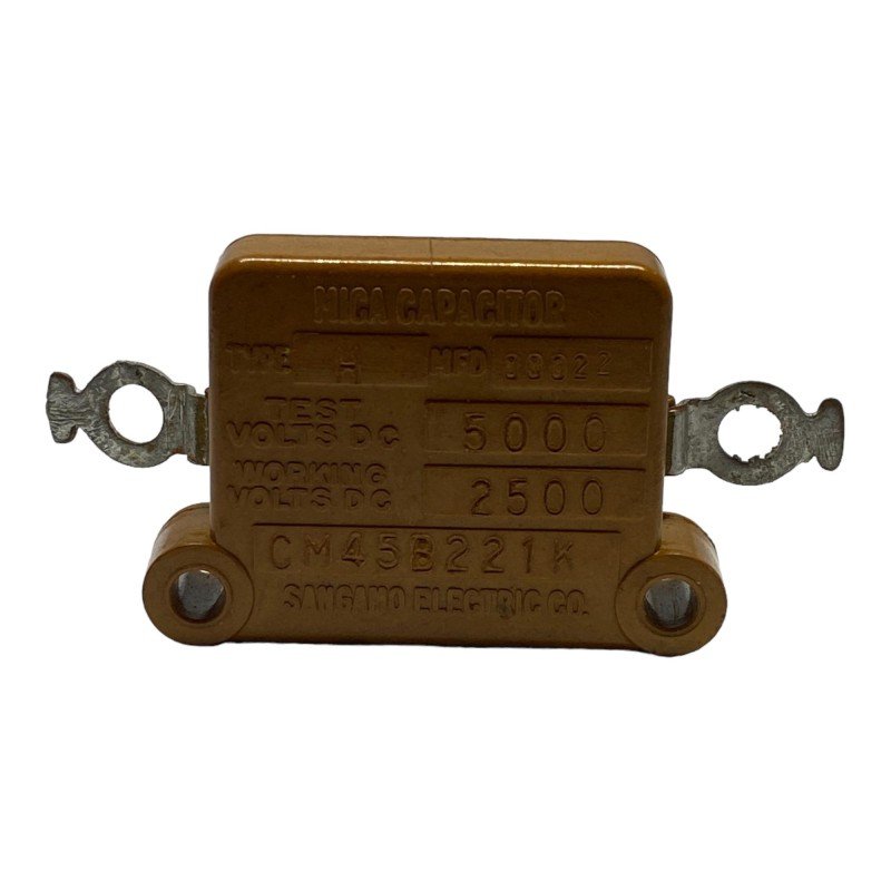 220pF 2500V 2.5kV Fixed Mica Capacitor CM45B221K Sangamo Used