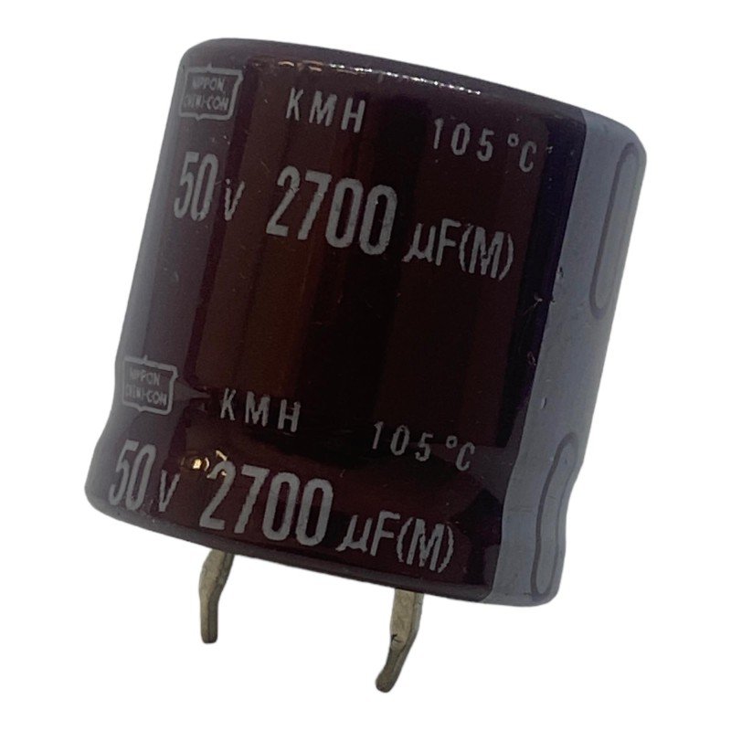 2700uF 50V Radial Snap In Electrolytic Capacitor KMH Nippon 105C 26x26mm