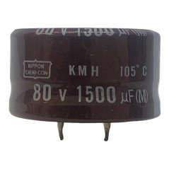1500uF 80V Radial Snap In Electrolytic Capacitor KMH Nippon 105C 35x20mm