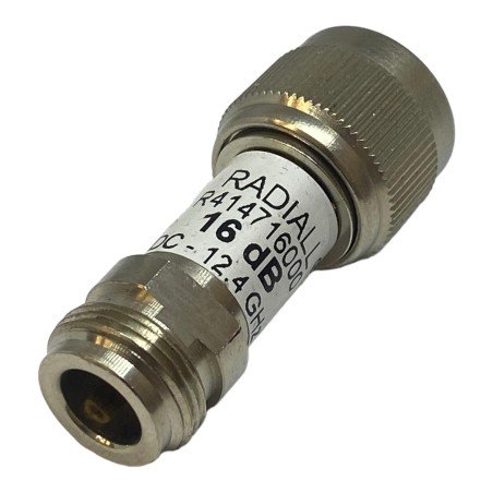 R414716000 Radiall N Type (M-F) Fixed Attenuator 2W 16dB 12.4Ghz