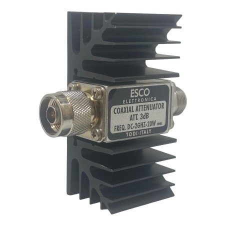 N Type (F-M) Coaxial Fixed Attenuator With Heat Sink 3dB 20W 2GHz