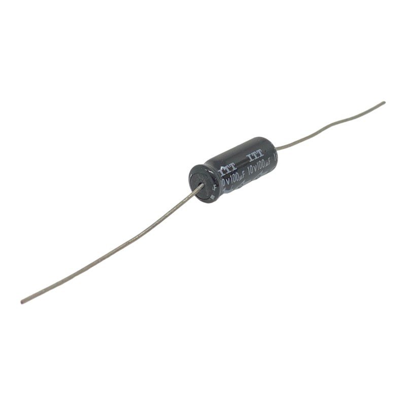 100uF 10V Axial Electrolytic Capacitor ITT 16x6.5mm