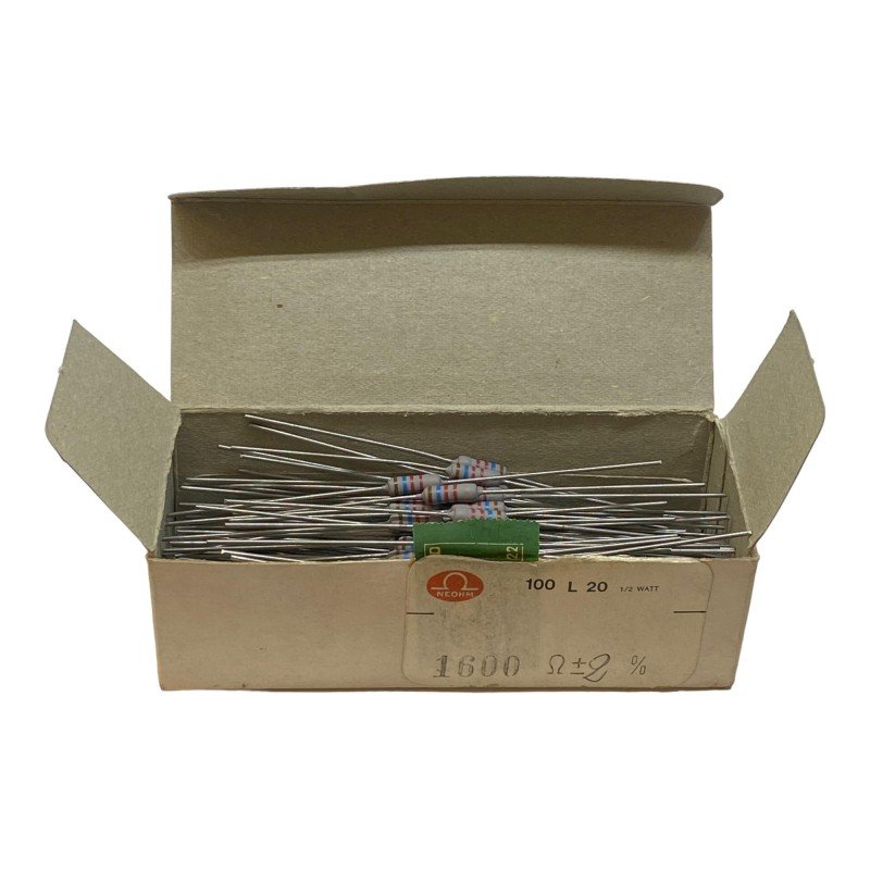 1.6Kohm 1K6 1/2W 0.5W 2% Axial Carbon Resistor 100L20 Neohm Qty:100