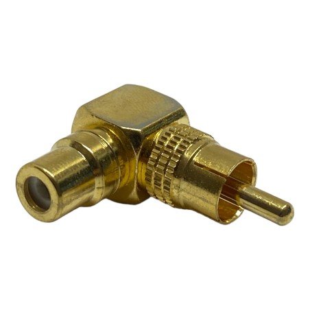 RCA (M) To RCA (F) Right Angle Gold Plated Audio Connector Adapter