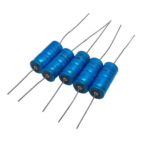 220uF 63V +50%-10% Axial Electrolytic Capacitor Philips 30.5x12.5mm Qty:5
