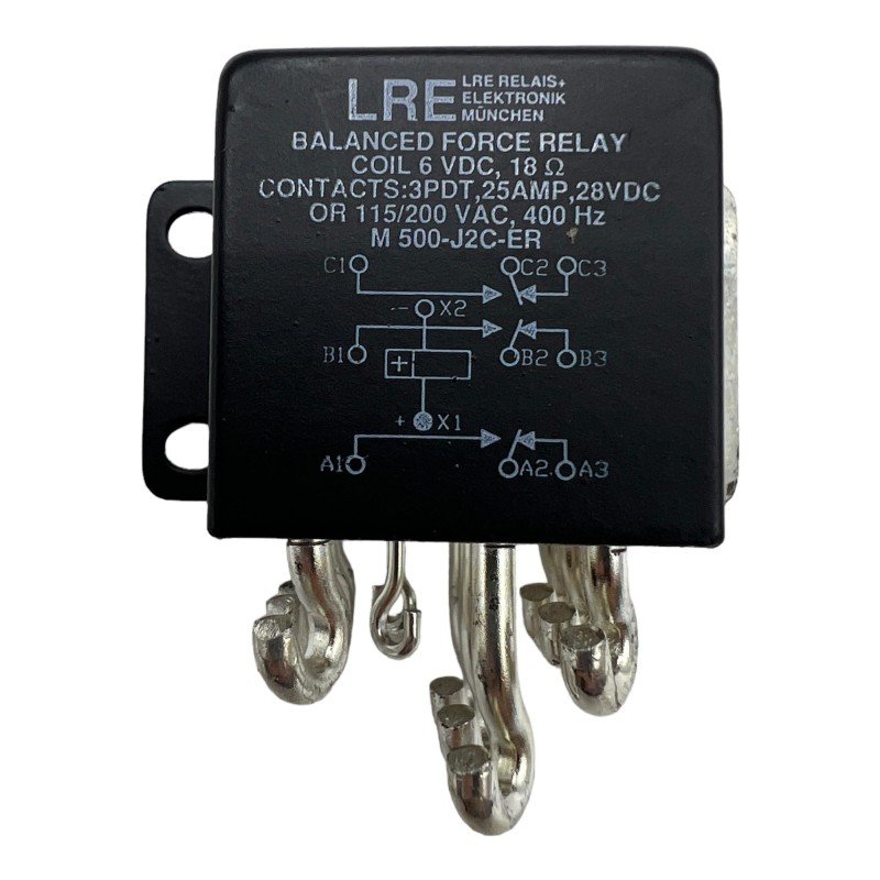 M500-J2C-ER LRE Balanced Forced Relay Coil: 6Vdc 18Ohms 3PDT