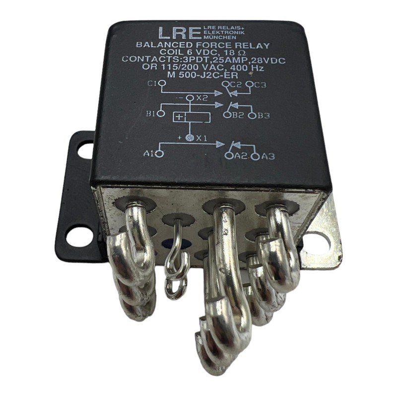 M500-J2C-ER LRE Balanced Forced Relay Coil: 6Vdc 18Ohms 3PDT