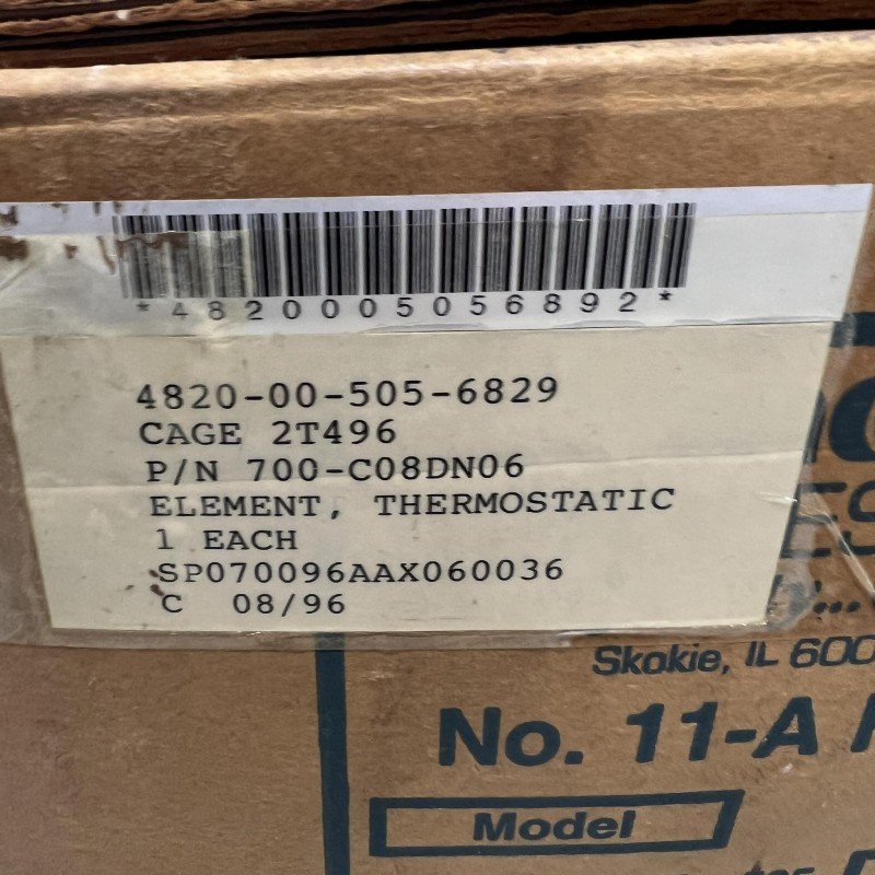 700-C08DN06 Powers Process Controls Thermal Element Valve 4820-00-505-6829