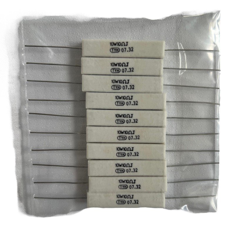 Resistor Cement Wire Wound 10W 10Ohm 10R 47x9mm SQP10050010 TYOHM [QTY:10]