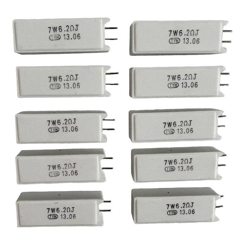 Resistor Cement Wire Wound 7W 6R2 6.2Ohms 47x9mm 38x9x15mm SQM07050962 TYOHM [QTY:10]
