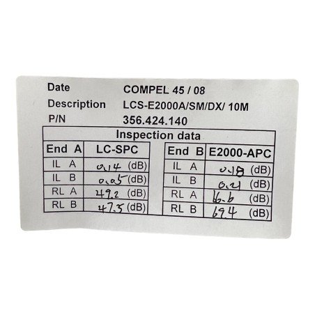 LC-SPC E2000-APC DUPLEX PATCH CORD FIBER OPTIC CABLE COMPEL L:10M