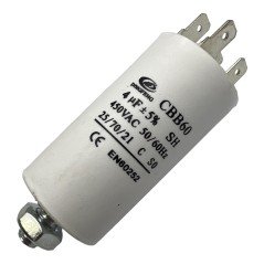 Capacitor Motor Run Faston 4uf 450Vac 5% CBB60
