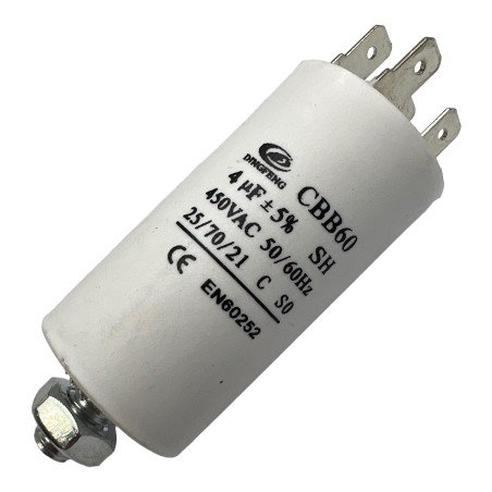 Capacitor Motor Run Faston 4uf 450Vac 5% CBB60
