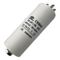 Capacitor Motor Run Faston 30uf 450Vac 5% CBB60