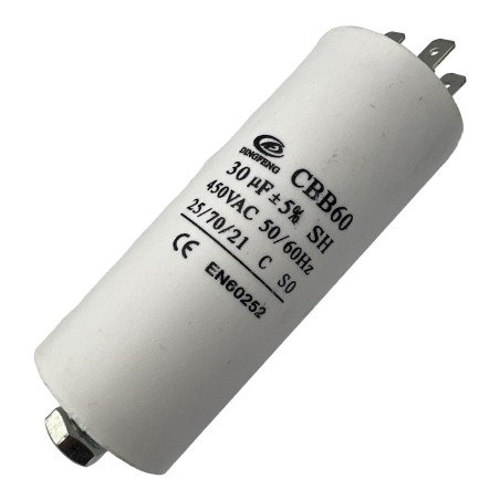 Capacitor Motor Run Faston 30uf 450Vac 5% CBB60