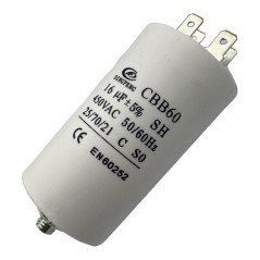 Capacitor Motor Run Faston 16uf 450Vac 5% CBB60