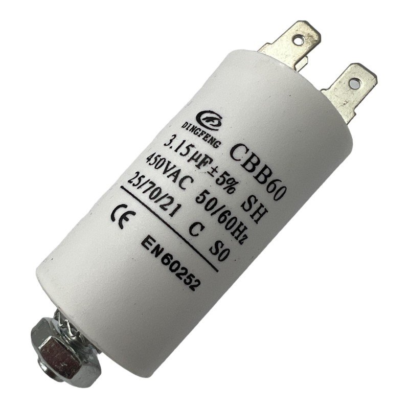 Capacitor Motor Run Faston 3.15uf 450Vac 5% CBB60
