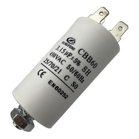 Capacitor Motor Run Faston 3.15uf 450Vac 5% CBB60