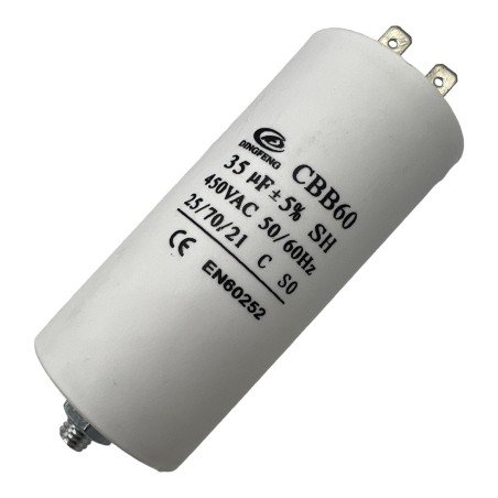 Capacitor Motor Run Faston 35uf 450Vac 5% CBB60