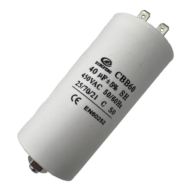 Capacitor Motor Run Faston 40uf 450Vac 5% CBB60
