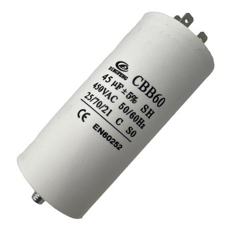 Capacitor Motor Run Faston 45uf 450Vac 5% CBB60
