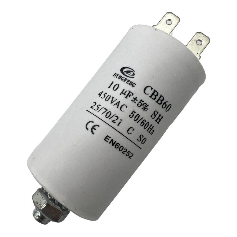 Capacitor Motor Run Faston 10uf 450Vac 5% CBB60