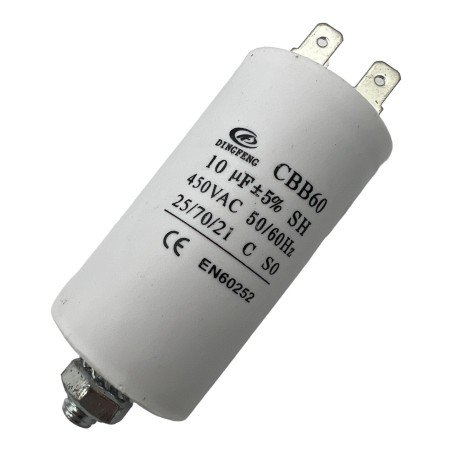 Capacitor Motor Run Faston 10uf 450Vac 5% CBB60