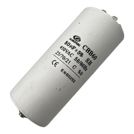 Capacitor Motor Run Faston 80uf 450Vac 5% CBB60
