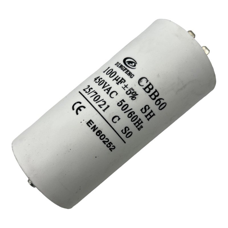 Capacitor Motor Run Faston 100uf 450Vac 5% CBB60