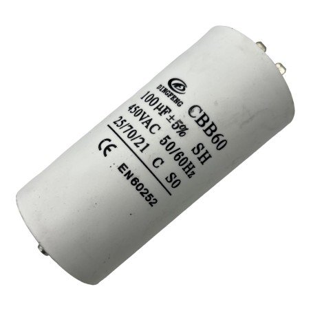 Capacitor Motor Run Faston 100uf 450Vac 5% CBB60