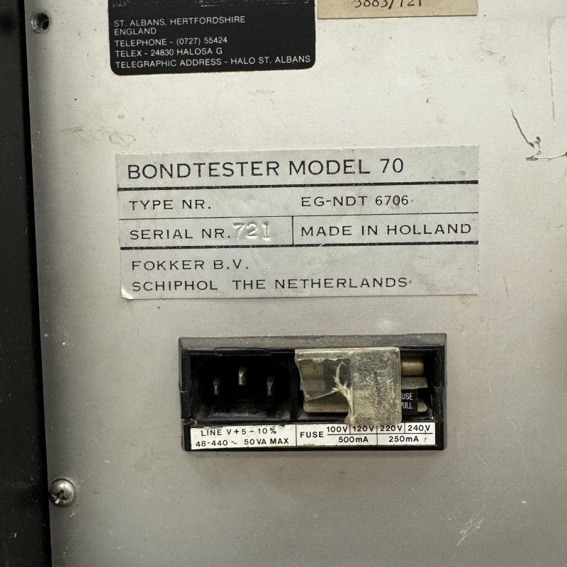 Model 70 EG-NDT 6706 Fokker Bondtester Model 70  Ser.721
