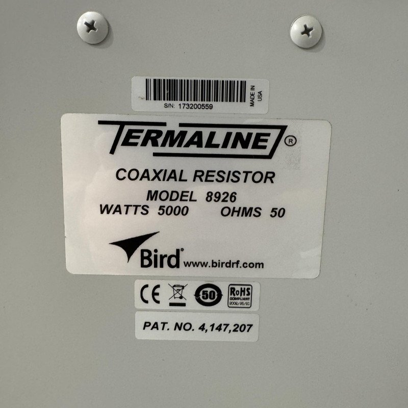 8926 Bird Dummy Load Termination 5000W DC-1000Mhz 3-1/8EIA S/N:173200559