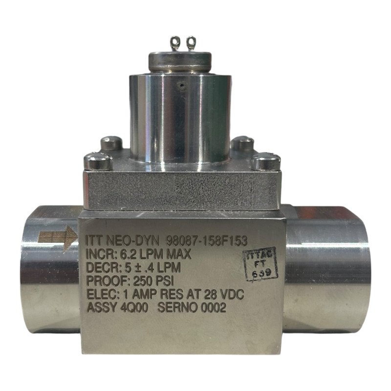 158F153 Flow Switch Incr: 6.2LPM Decr:5LPM 250PSI 28V
