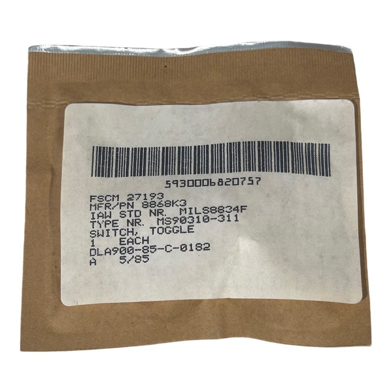 8868K3 SPDT Toggle Switch Military 5930006820757 MS90310-311