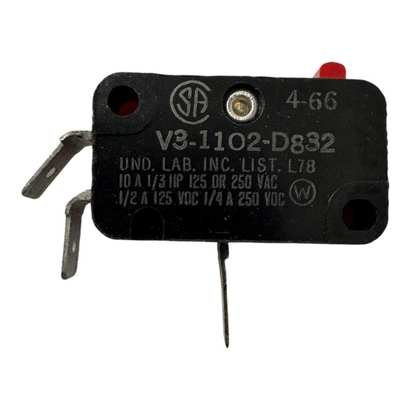 V3-1102-D8 Miniature Basic Switch 10A/250-125VAC 1/3HP
