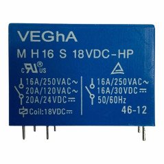 MH16S18VDC-HP Vegha Relay 18Vdc 16-20A 21/250VAC DPST