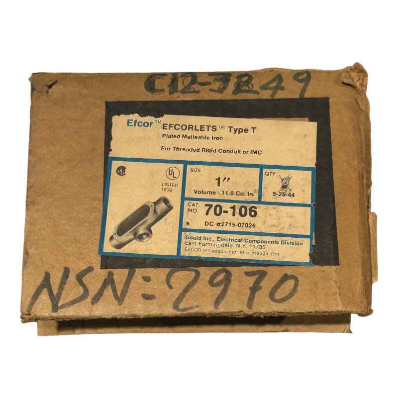 T 70-106 Type Efcor Efcorlets Conduit Fitting 1''