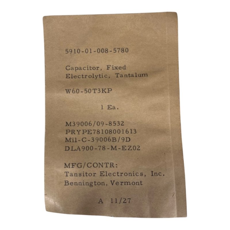 60uF 50V Tantalum Capacitor 5910-01-008-5780