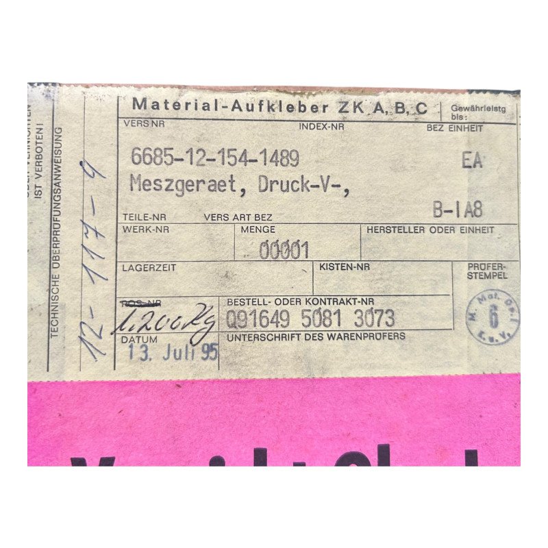 KI.1 Stein Pressure Gauge - Meter 1-60 KP/CM-SQ2 6685-12-154-1489