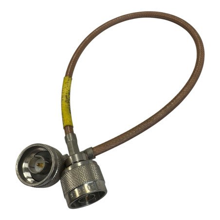 Huber Suhner Coaxial Cable RF Assembly RG142 N Type Male to 90° 36cm
