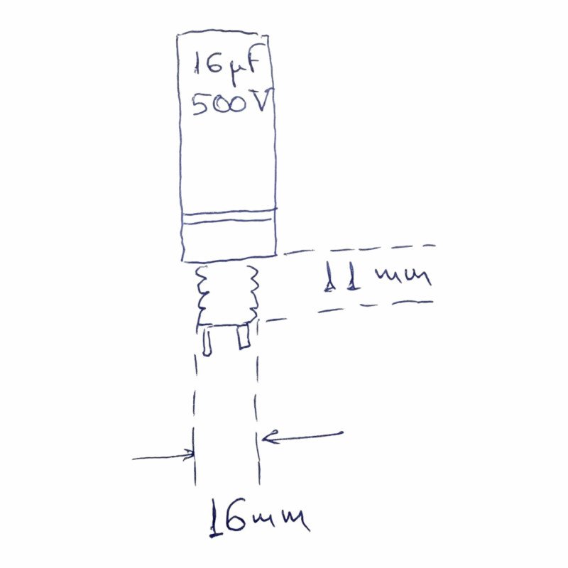 16uF 500V Fixed Electrolytic Capacitor STAB41 ICAR 54x20mm